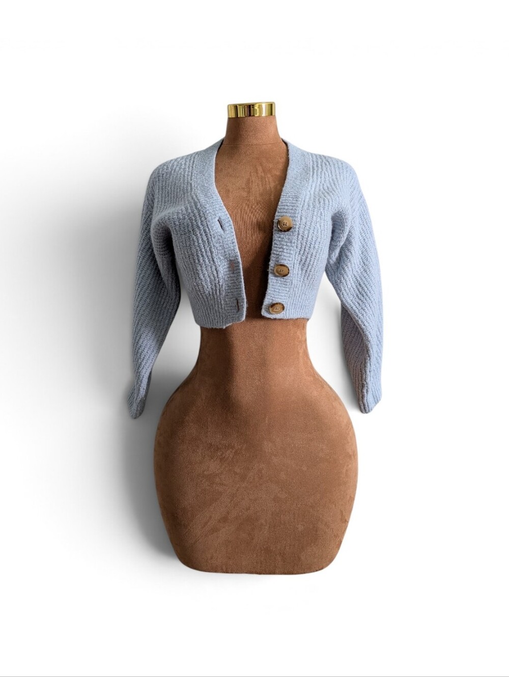 H&M Soft Girl Light Blue Cropped Button-Front Cardigan